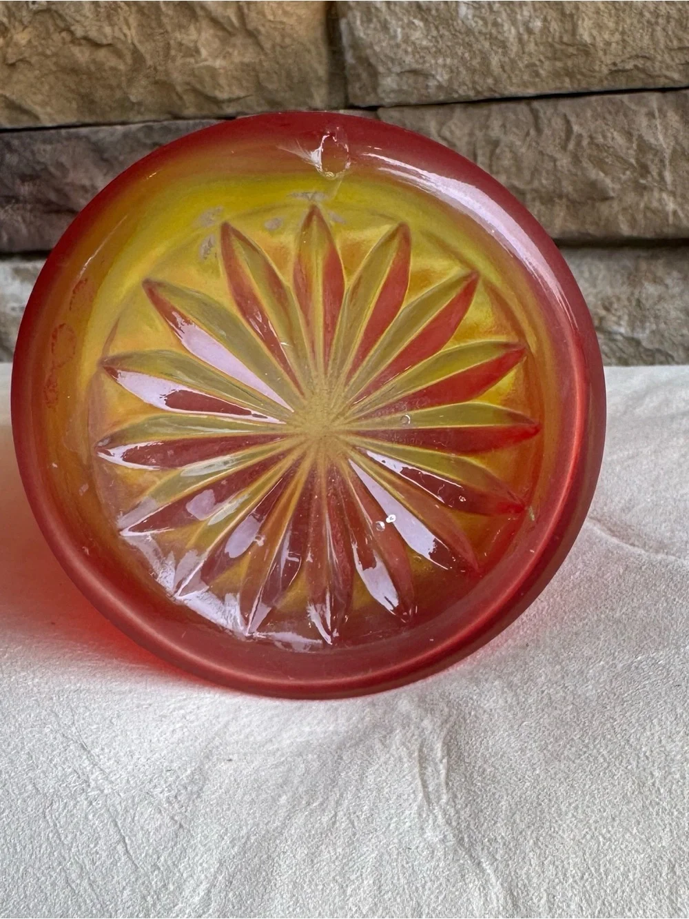 Vintage Polish Hand-Blown Art Glass Vase